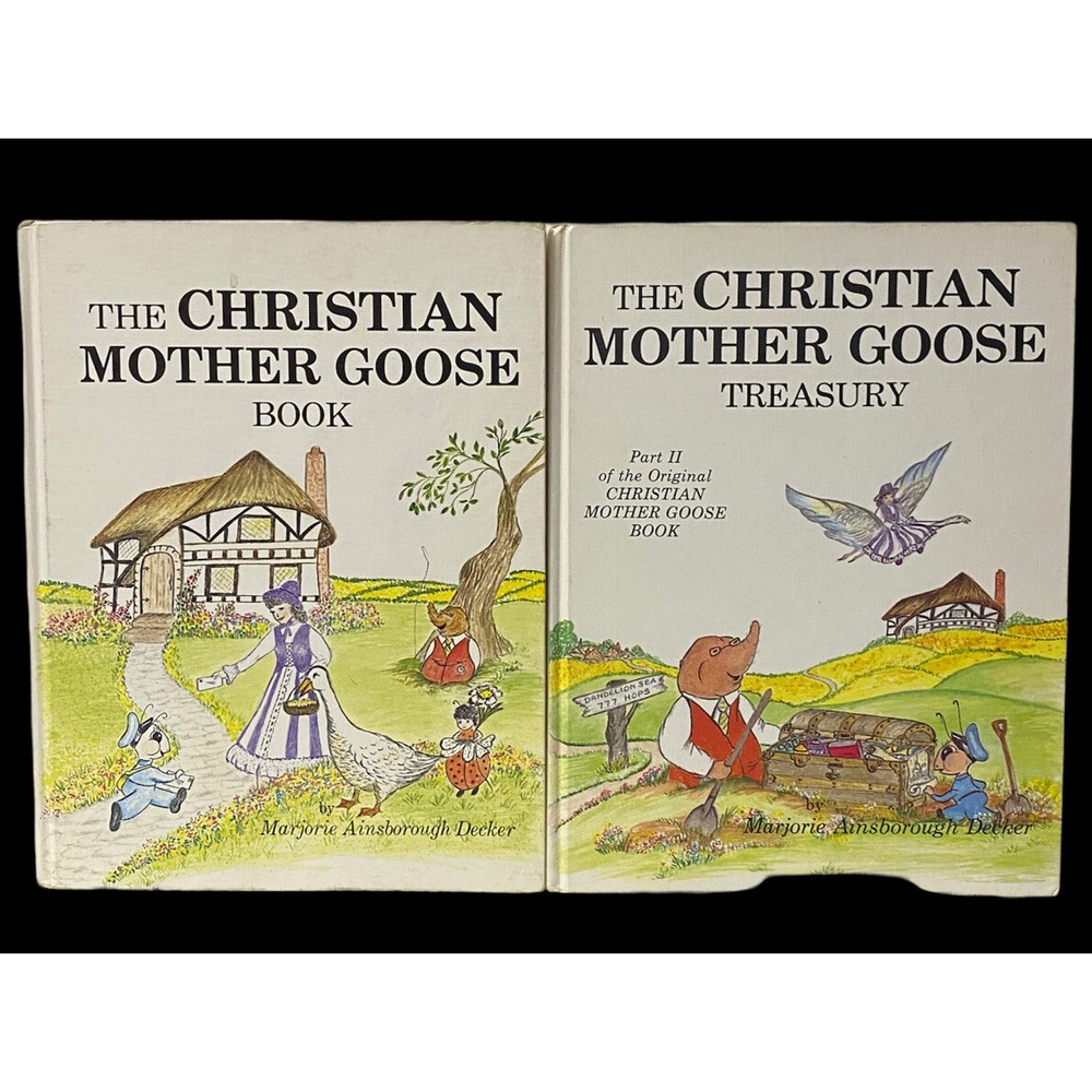 Christian Mother Goose Book & Treasury Marjorie Decker Hardcover Set Vintage